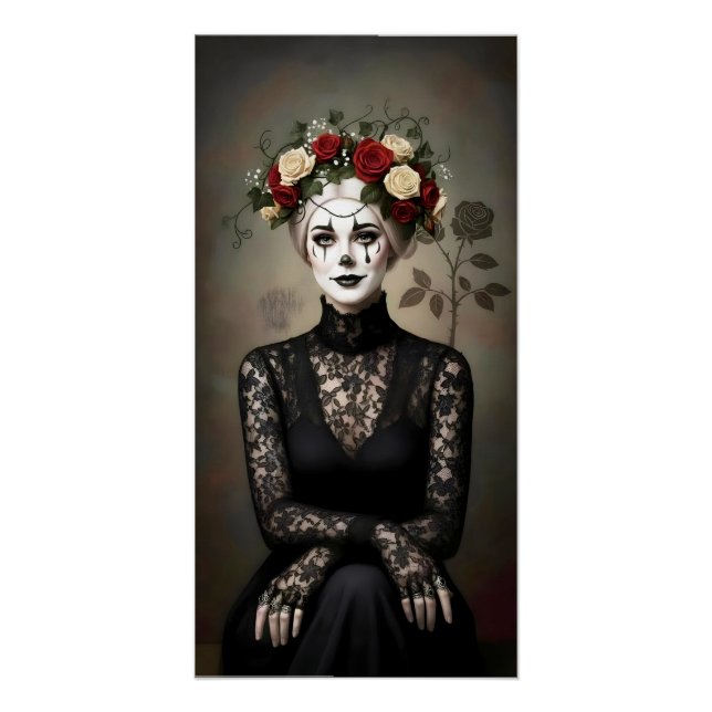 Póster Gothic Rose Queen – Dark Romantic Art with Skeleto (Anverso)