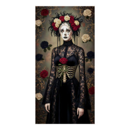 Póster Gothic Rose Queen – Dark Romantic Art with Skeleto