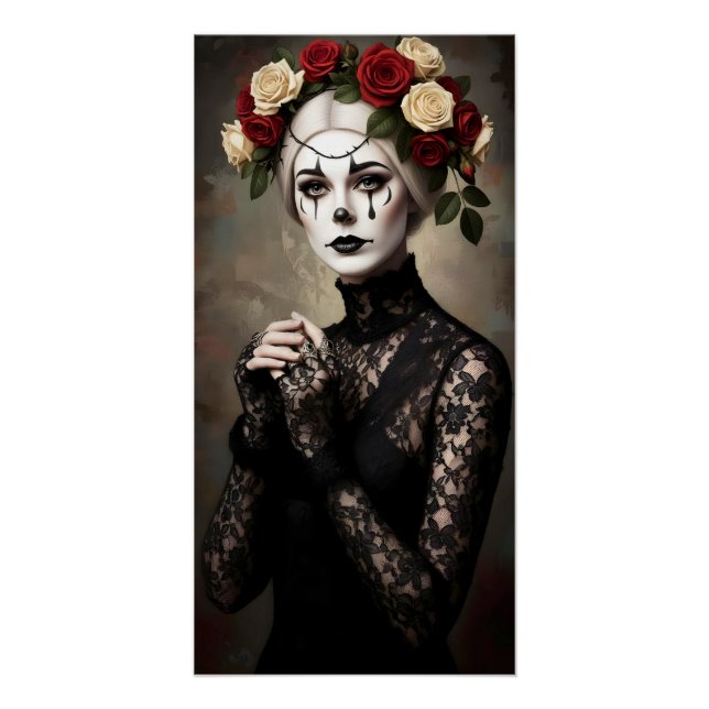 Póster Gothic Rose Queen – Dark Romantic Art with Skeleto (Anverso)