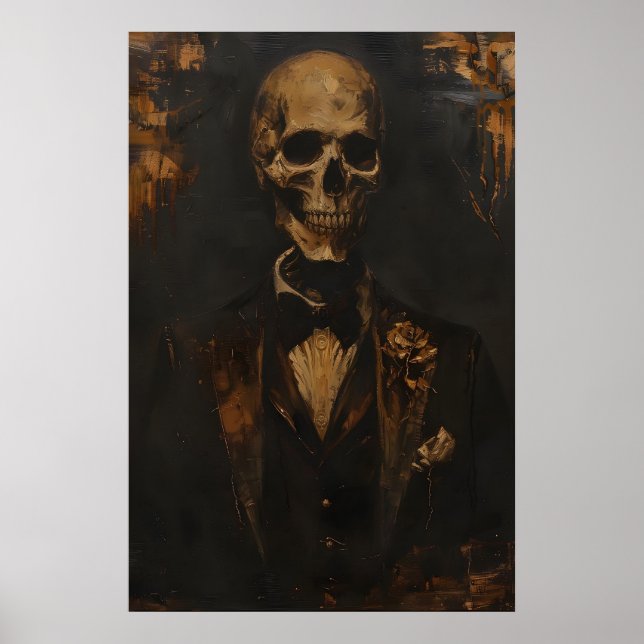 Póster Gothic Skeleton in Tuxedo Art Printable Victorian (Frente)