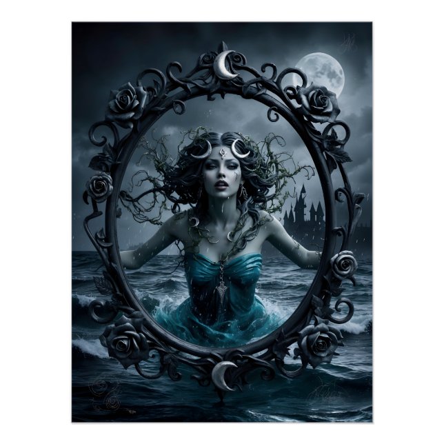 Póster Gothic Zodiac Cancer – Mystieke Kreeft Illustratie (Anverso)