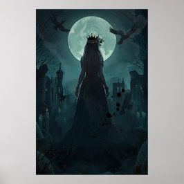 Póster Gótica Reina Cuervo Femenina Luz de Luna