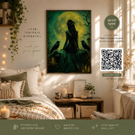 Póster Gótica Reina Cuervo Femenina Luz de Luna