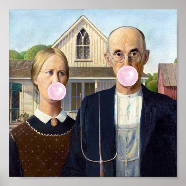 Póster Gótico Americano Grant Wood  (Frente)