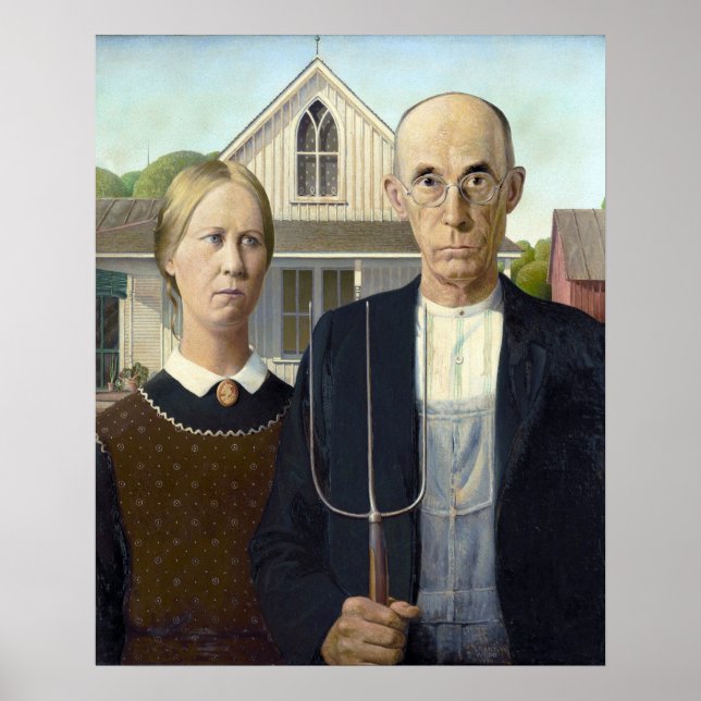 Póster Gótico americano - Grant Wood Canvas Print (Frente)
