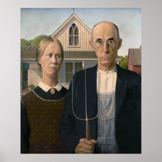 Póster Gótico Americano: Pobre agricultor rural