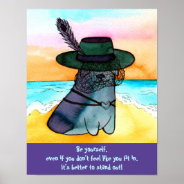 Póster Gótico Beach Corgi "Be Yourself"