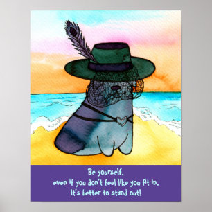 Póster Gótico Beach Corgi "Be Yourself"