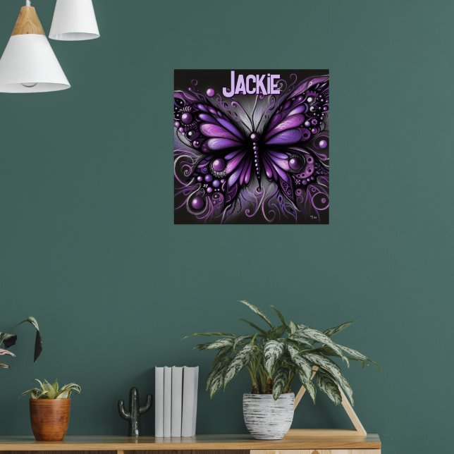 Póster Gótico Caprichoso Mariposa Morado Personalizado (Salón 1)