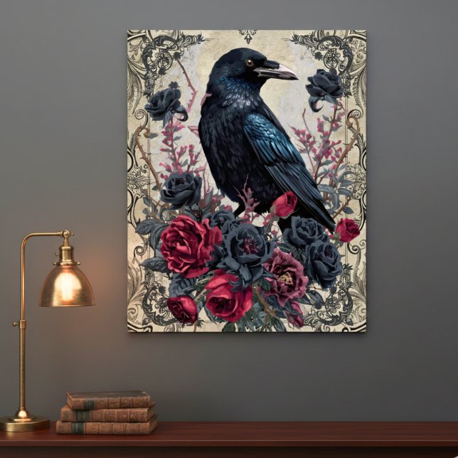 Póster Gótico Cuervo Academia Oscura Melancólico (Dark Academia raven poster)