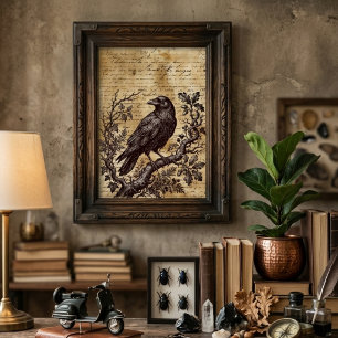 Póster Gótico Cuervo Script Vintage Dark Academia