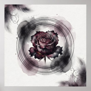 Póster gótico del círculo de tinta de rosa de Borg