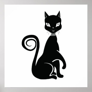 Póster Gótico del gato negro