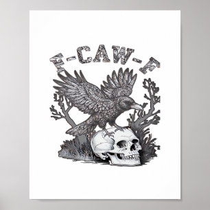 Póster Gótico Divertido F-Caw-F Humor Cuervo Esencial Ret