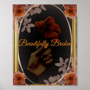 Póster Gótico floral bellamente roto