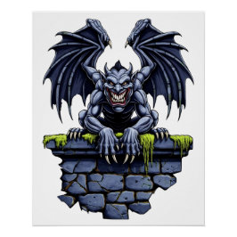 Póster Gótico Gargoyle: Un guardián de la noche