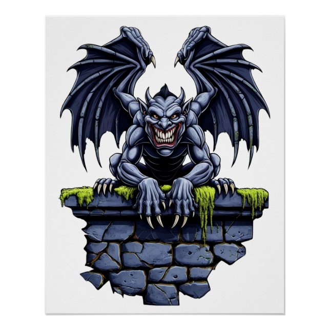 Póster Gótico Gargoyle: Un guardián de la noche (Anverso)