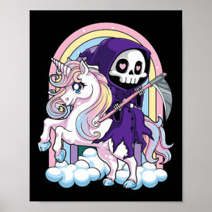 Póster Gótico Kawaii Pastel Cute Halloween Grim Reaper Ri