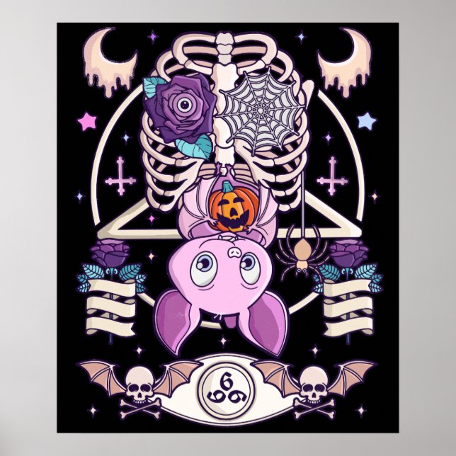 Póster Gótico Pastel Creepy Kawaii Gift Chibi Halloween (Frente)