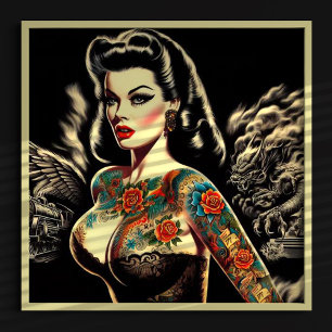 Póster Gótico tatuado Pin-up