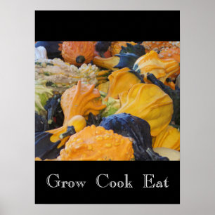 Póster Gourds-Grow Cook Eat Poster