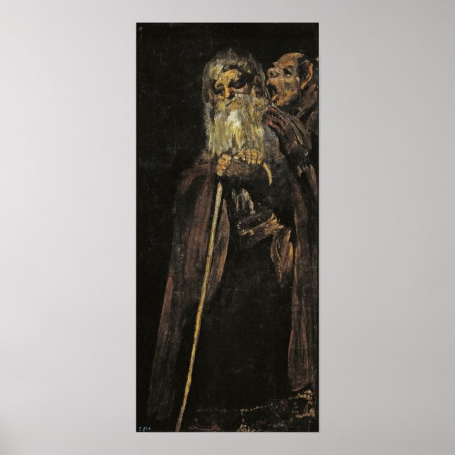 Póster Goya - Dos viejos dos monjes, un hombre mayor y un (Frente)