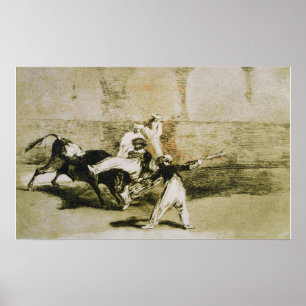 Póster Goya - Un moro atrapado por el toro