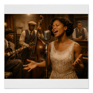 Póster Grabación del Primer Disco de una Cantante de Blue