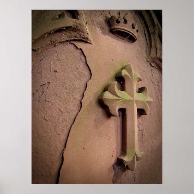 Póster Grabado de cruz de piedra (Frente)