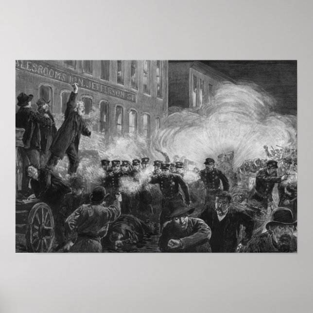 Póster Grabado de disturbios Haymarket - 1886 (Frente)