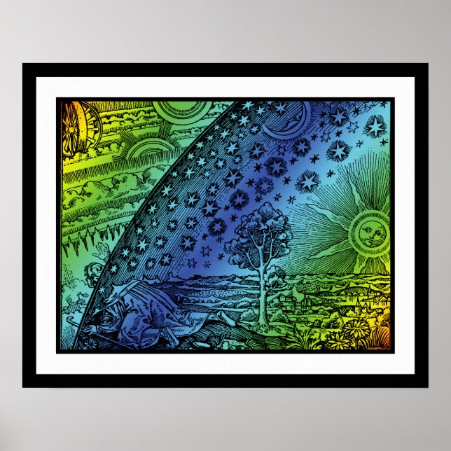 Póster Grabado de Flammarion Cielo y Tierra (Frente)