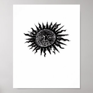 Póster Grabado solar medieval - Estética de Whimsigoth - 