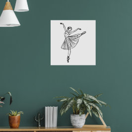 Póster Grace in Motion - Ballerina Line Art