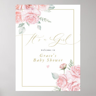 Póster GRACE Rubor Floral It's a Chica Baby Shower Welcom