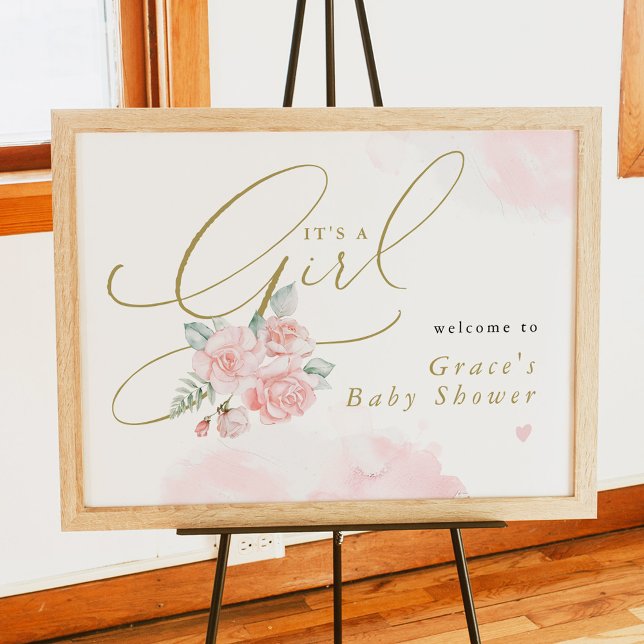 Póster GRACE Rubor Floral It's a Chica Baby Shower Welcom (Subido por el creador)