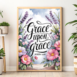 Póster Grace Upon Grace - Christian Wall Art for Women