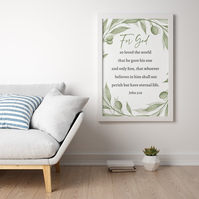 Póster Graceful Scripture Art - John 3 16 Olive Branch (Subido por el creador)