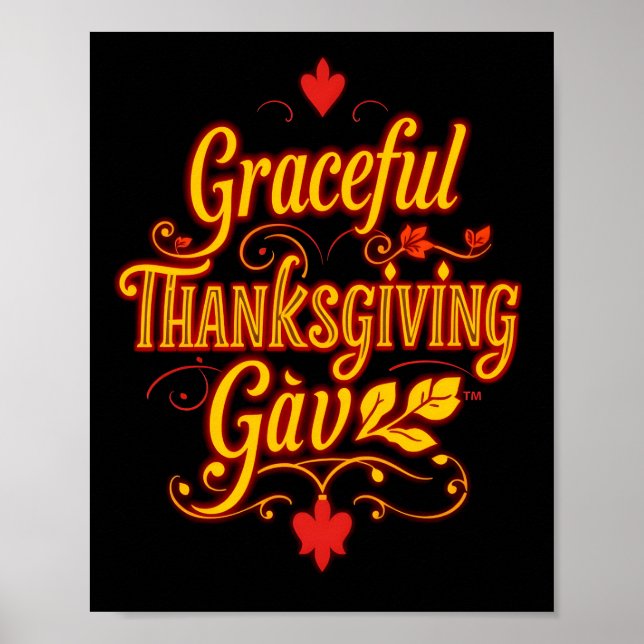 Póster Graceful Thanksgiving Gav – Warm Autumn Typography (Frente)