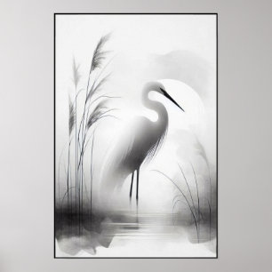 Póster Gracet Egret In Soft Marsh