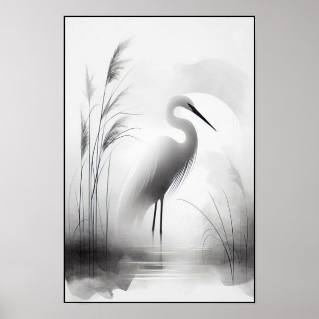 Póster Gracet Egret In Soft Marsh (Frente)