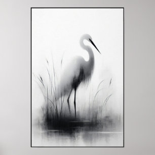 Póster Gracet Egret In Soft Marsh