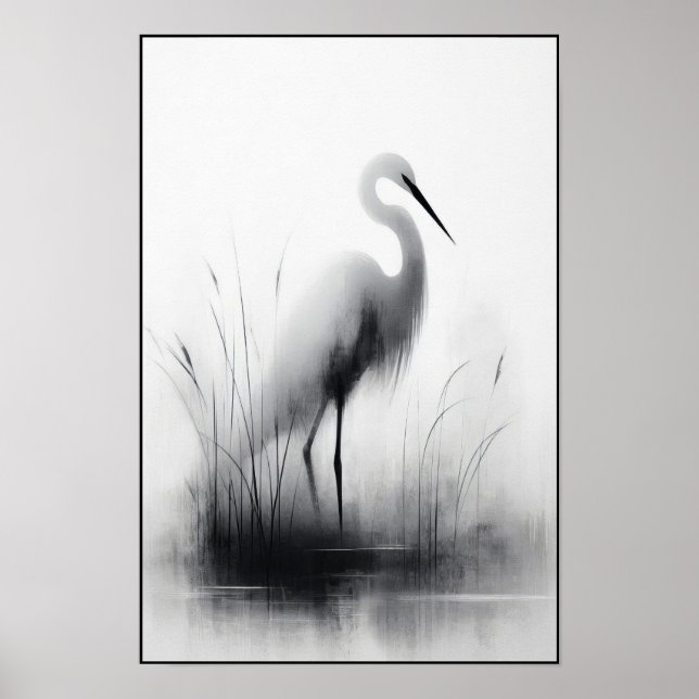 Póster Gracet Egret In Soft Marsh (Frente)