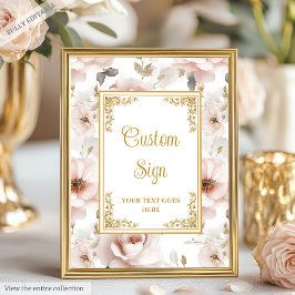 Póster Graceus polvorientos flores rosadas acentos de oro