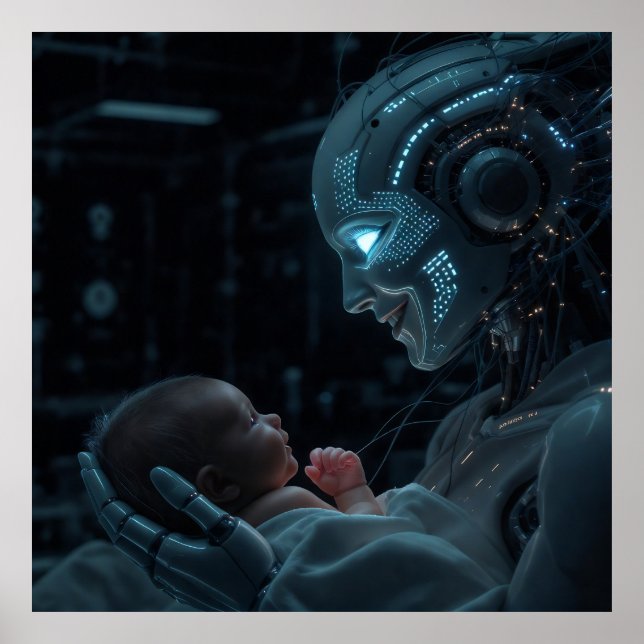 Póster Gracia artificial - Robot de maternidad futurista (Frente)