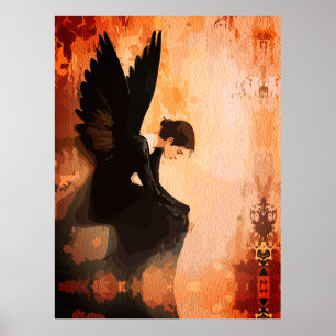 Póster Gracia Caída – Reflexión de Ángel Melancólico