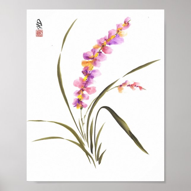 Póster Gracia de orquídea lavanda (Frente)