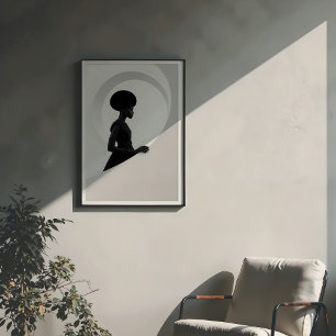 Póster Gracia geométrica: perfil de moda monocromo