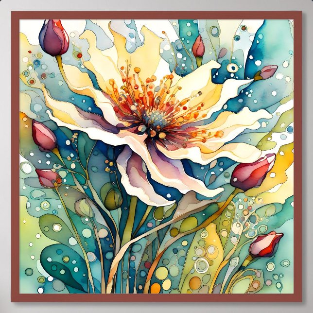 Póster Gracia natural en pintura de flores en resumen (Nature Grace in Abstract Captivate Flower Painting)