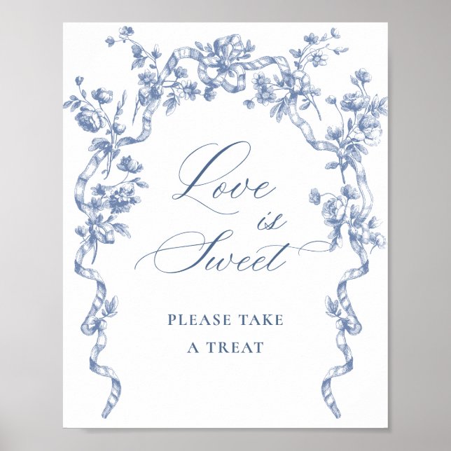 Póster Gracia orgánica victoriana Dusty Blue Love es dulc (Frente)