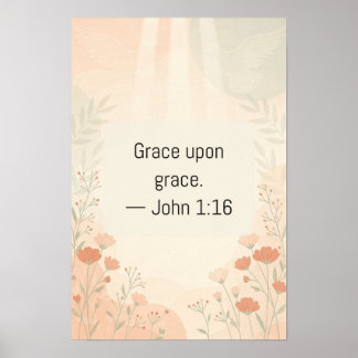 Póster Gracia sobre gracia Juan 1:16 Wildflower Escritura